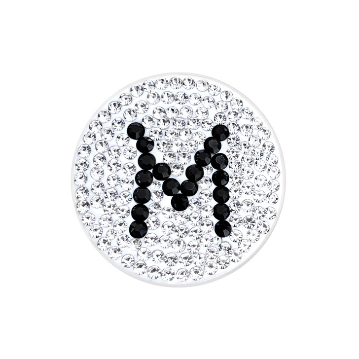 Initial "M" Black Micro Pave Crystal Ball Marker with Hat Clip