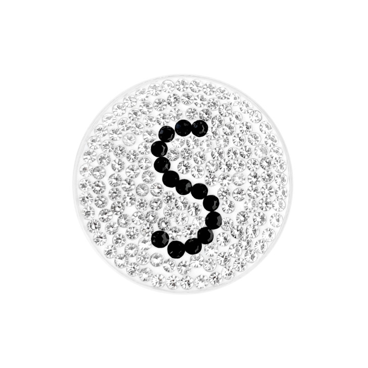 Initial "S" Black Micro Pave Crystal Ball Marker with Hat Clip