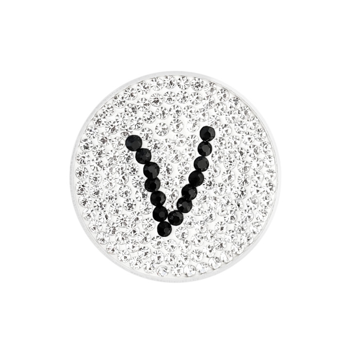 Initial "V" Black Micro Pave Crystal Ball Marker with Hat Clip