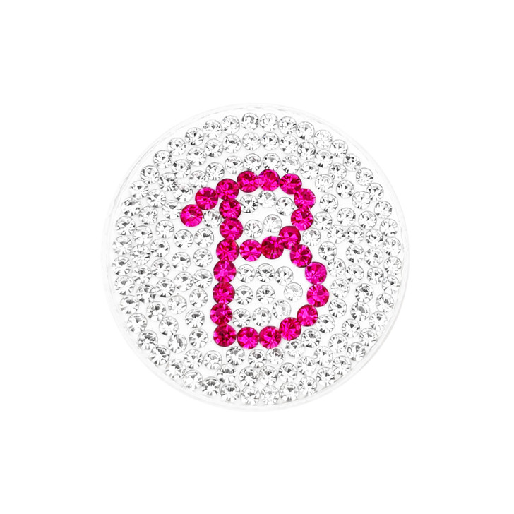 Initial "B" Pink Micro Pave Crystal Ball Marker with Hat Clip