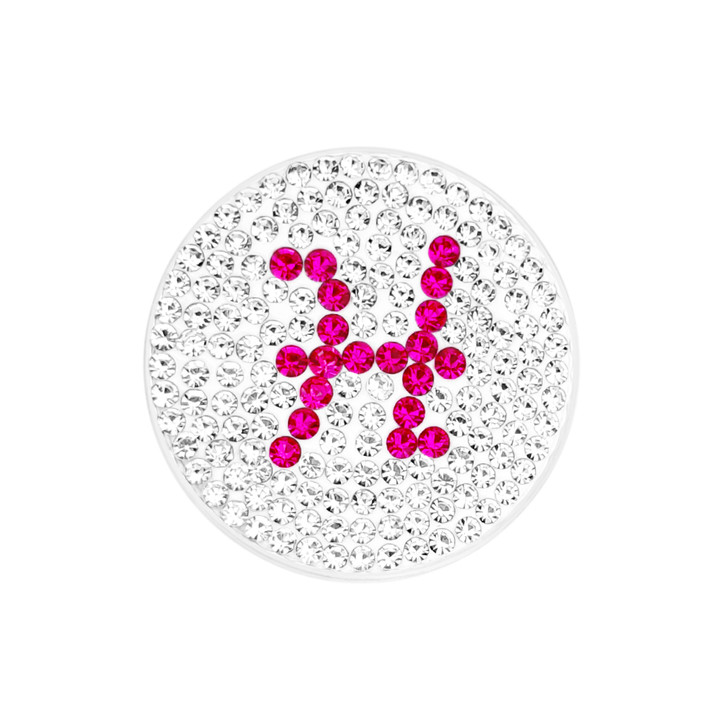 Initial "H" Pink Micro Pave Crystal Ball Marker with Hat Clip