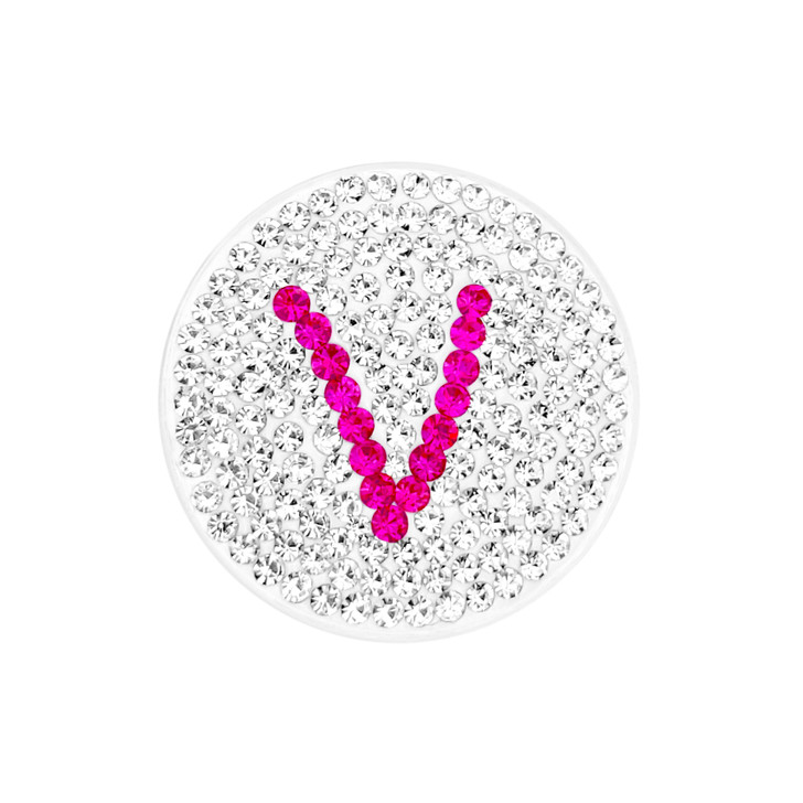 Initial "V" Pink Micro Pave Crystal Ball Marker with Hat Clip