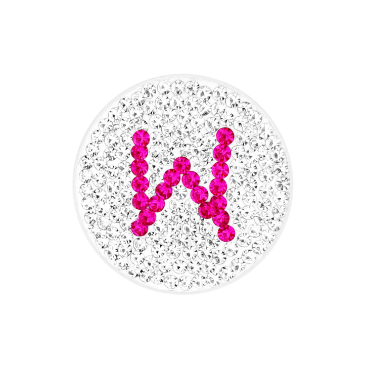 Initial "W" Pink Micro Pave Crystal Ball Marker with Hat Clip