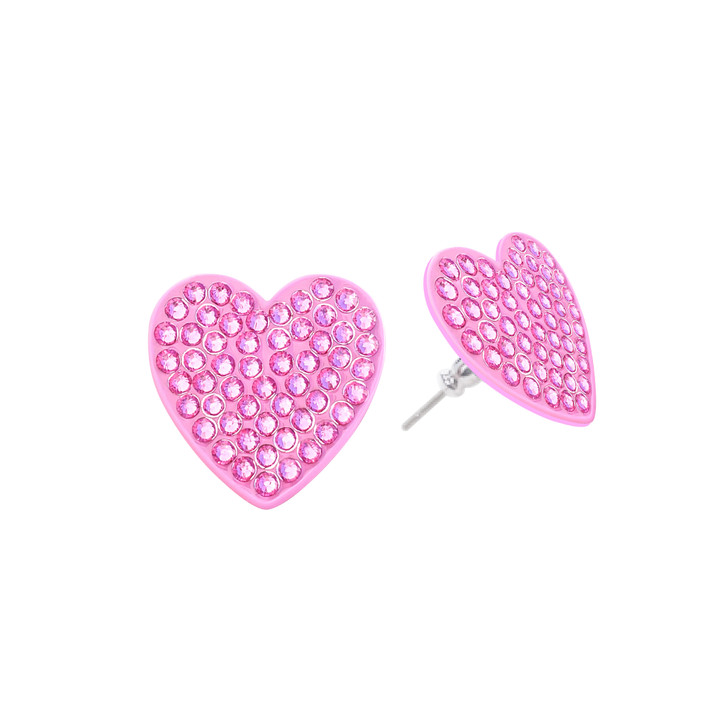 Pink Heart Magnetic Ball Marker Earrings adorned with Crystals from Swarovski®