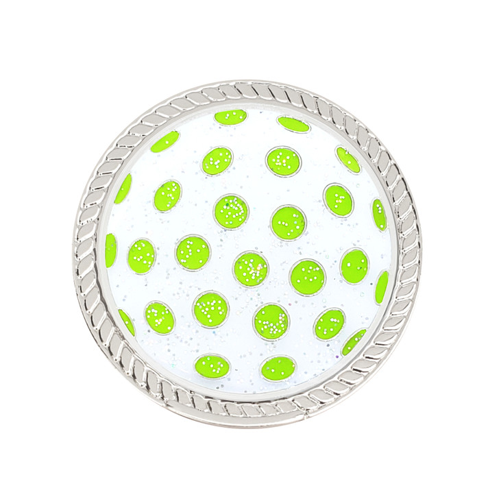 Polka Dot (White & Green) Glitzy Magnetic Kicks Candy Shoe Ball Marker