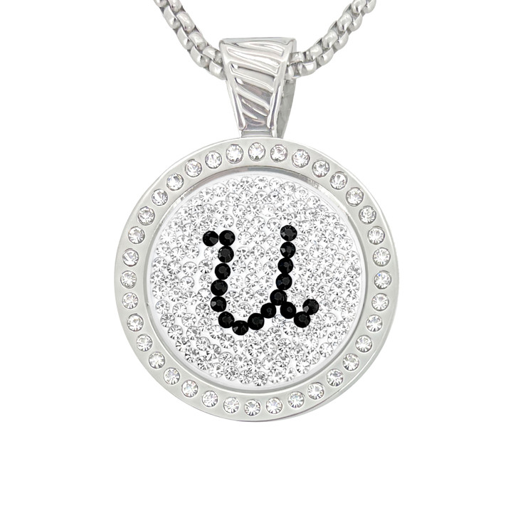 Chameleon Magnetic Necklace with Interchangeable "U" Micro Pave Crystal Golf Ball Marker in Black