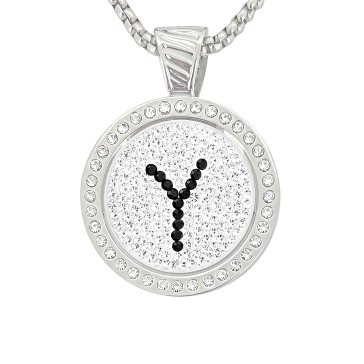 Chameleon Magnetic Necklace with Interchangeable "Y" Micro Pave Crystal Golf Ball Marker in Black