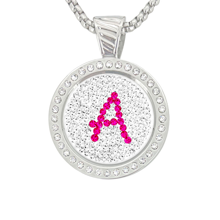 Chameleon Magnetic Necklace with Interchangeable "A" Micro Pave Crystal Golf Ball Marker in Pink