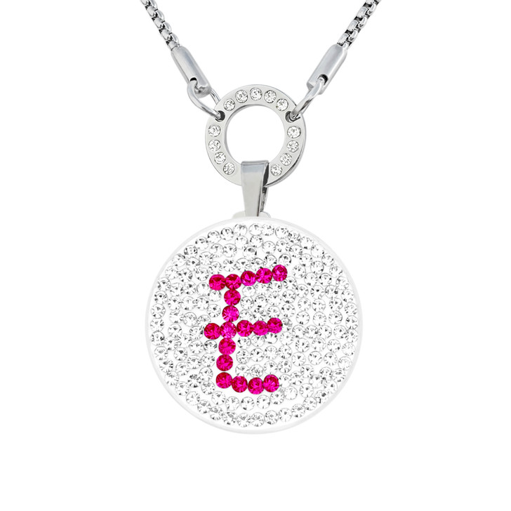 Pink Initial "E" Micro Pave Crystal Ball Marker on Allure Magnetic Necklace