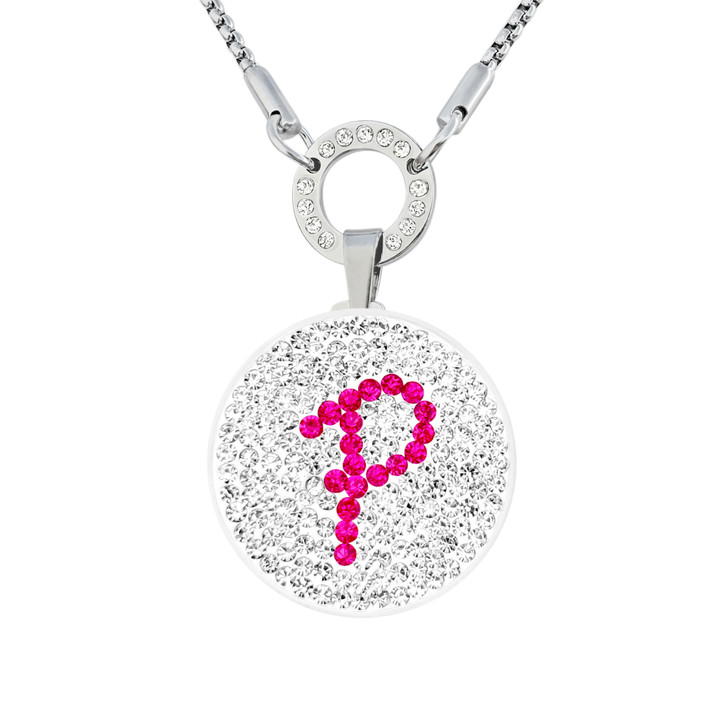 Pink Initial "P" Micro Pave Crystal Ball Marker on Allure Magnetic Necklace