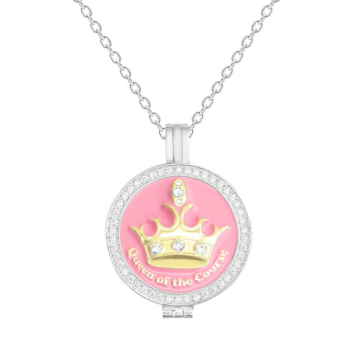 Crystal Live Love Life Silver Necklace with Pink Queen of the Course adorned with Crystals from Swarovski® Charm