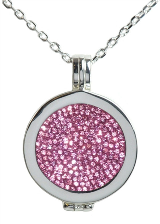 Live Love Life Silver Necklace with Just Rosy Micro Pave Crystal Charm