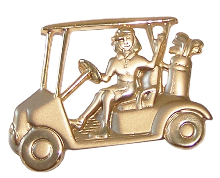 Gold Plated Lady in Golf Cart Pin