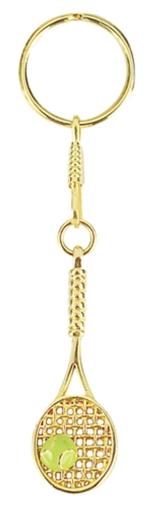 Gold Tennis Racquet & Ball Key Chain