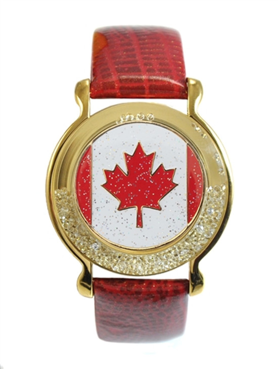Red Leather Mark Your Spot™ Bracelet w/ Canadian Flag Ball Marker