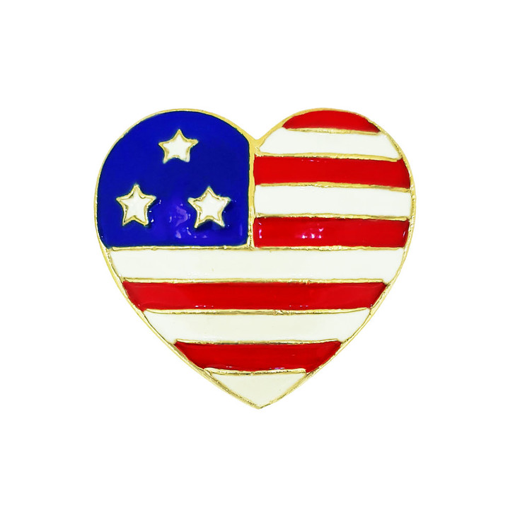 US Heart Flag Pin