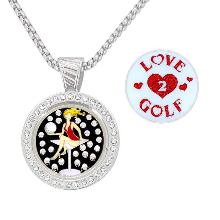 Chameleon Magnetic Necklace Combo with Swarovski Crystal Ball Marker Golfaholic and Glitzy Love 2 Golf