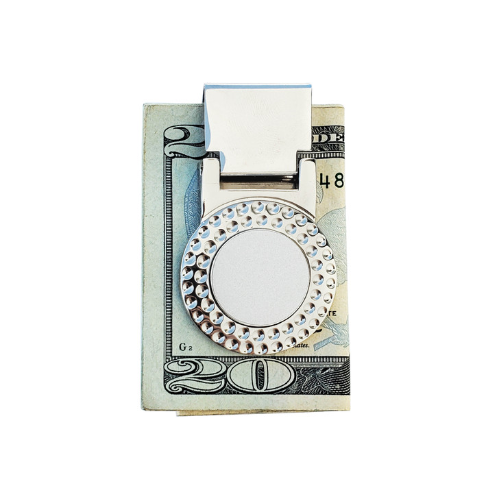 Silver Golf Ball Dented Money Clip