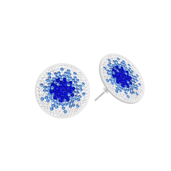 Paris at Night Blue Magnetic Ball Marker Earrings with Micro Pave Crystals