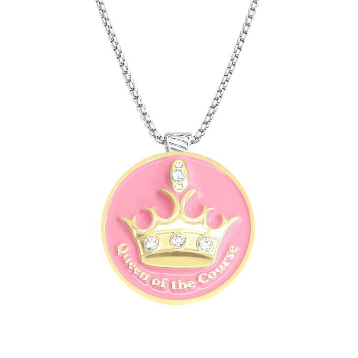 Pink Queen Of The Course Swarovski Crystal Ball Marker on Serenity Magnetic Necklace