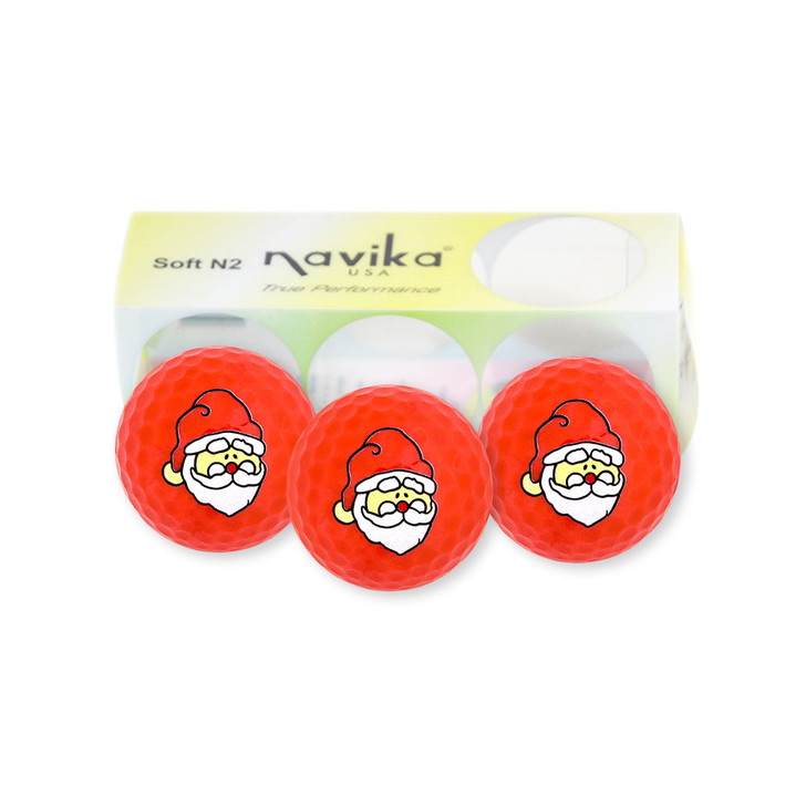 Red Santa Claus Holiday Themed Golf Balls by Navika