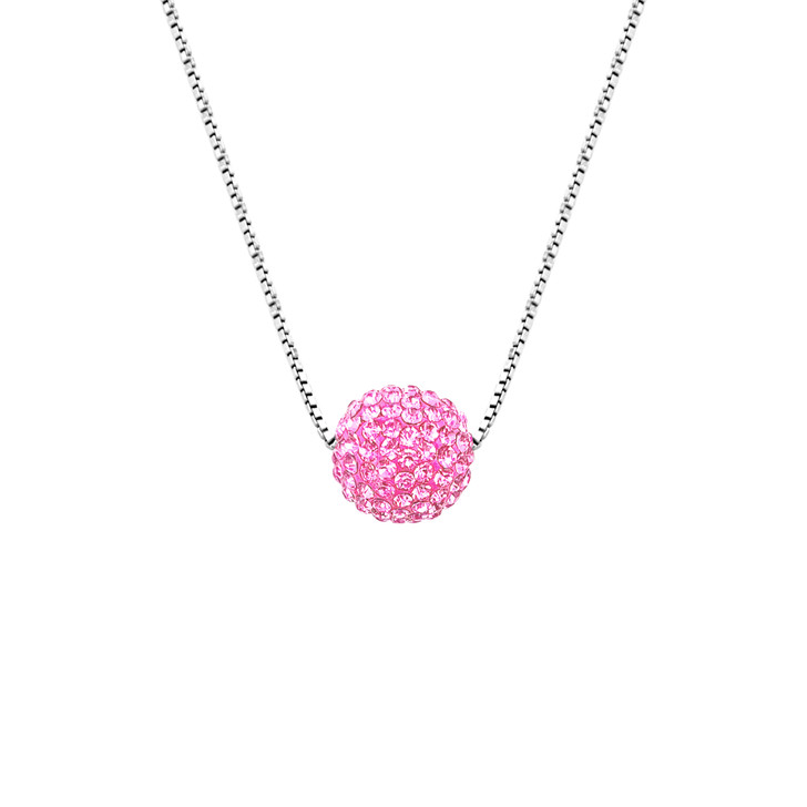 Pink Crystal Golf Ball Necklace