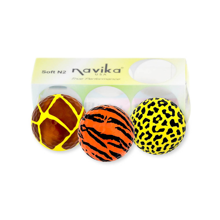 Golf Balls - Safari Combo Featuring Giraffe Tiger & Leopard Print Golf Balls (Sleeve of 3)