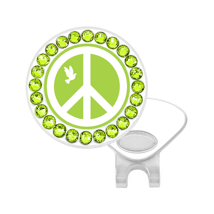 Peace Sign Green Ball Marker with Swarovski Crystals