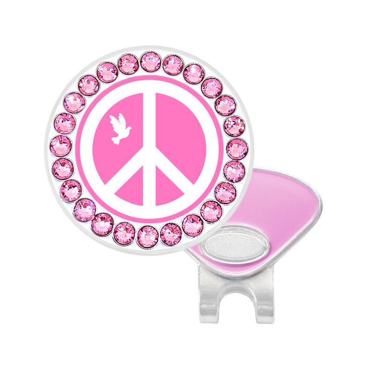 Peace Sign Pink Ball Marker with Swarovski Crystals