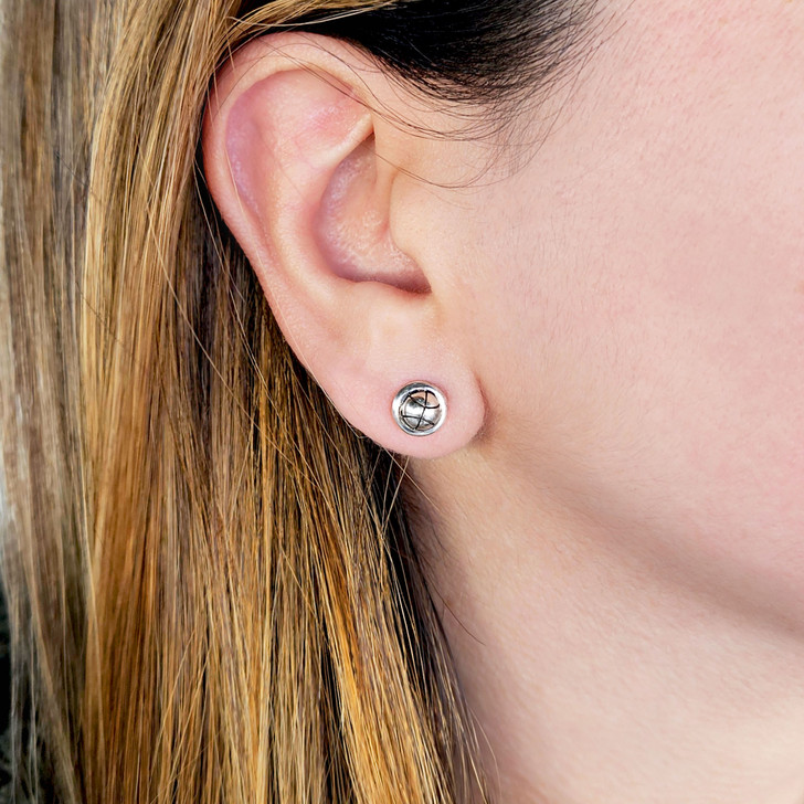 Sterling Silver Tennis Ball Stud Earrings