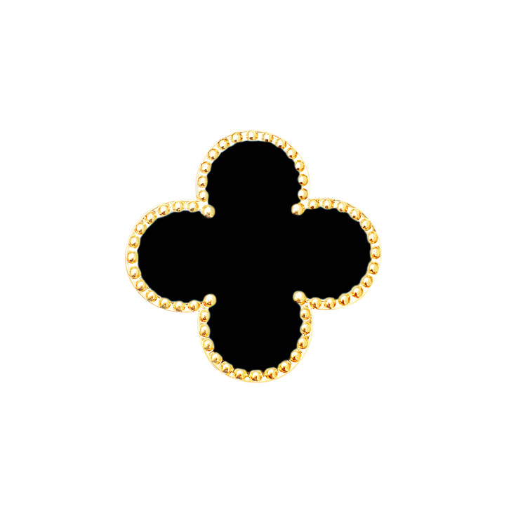 Flora Black Clover Ball Marker with Gold Hand Crafted Textured Edge - Mother of Pearl