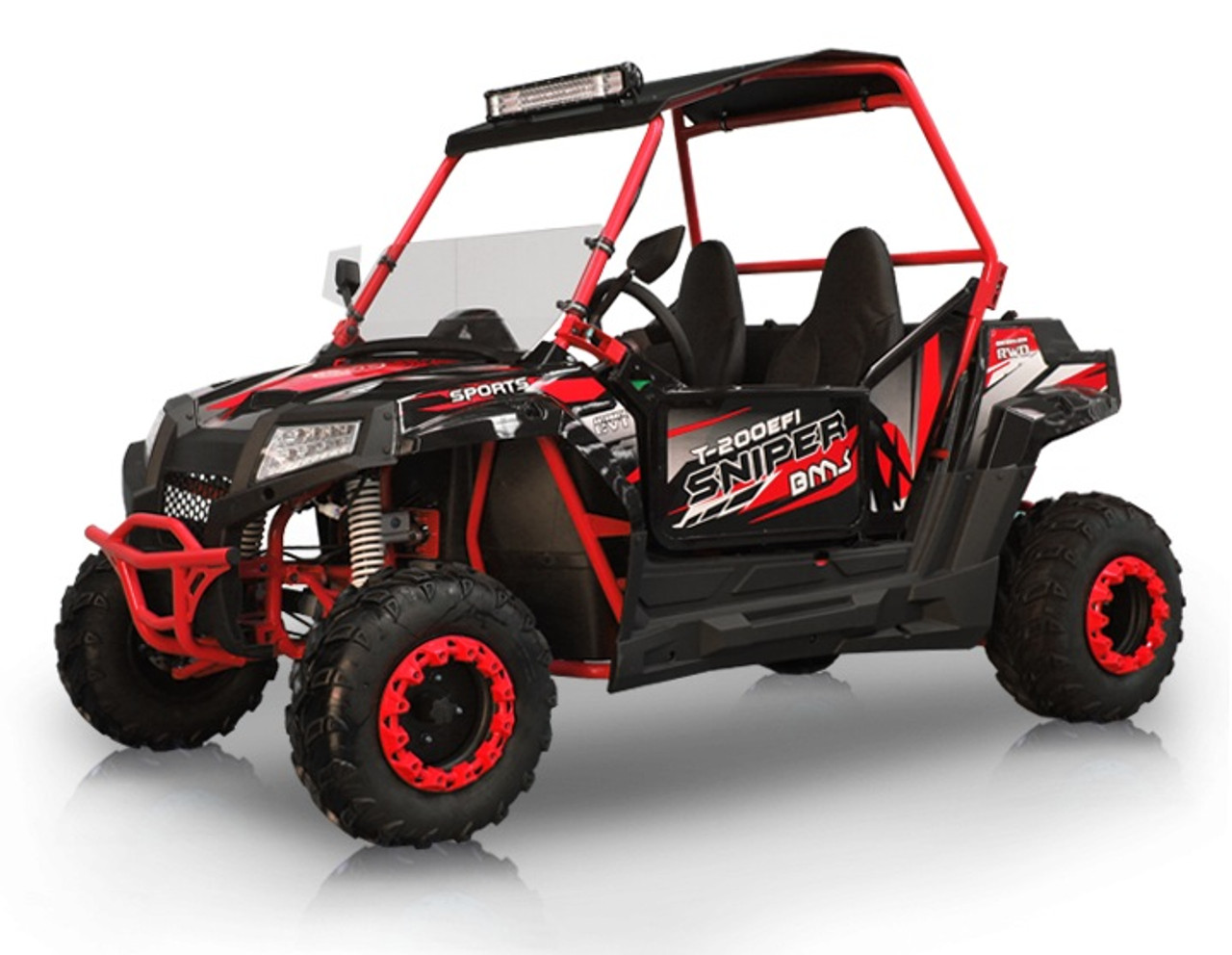 BMS Sniper T-200 EFI UTV, Fully Automatic Transmission - Fully Assembled And Tested - Red