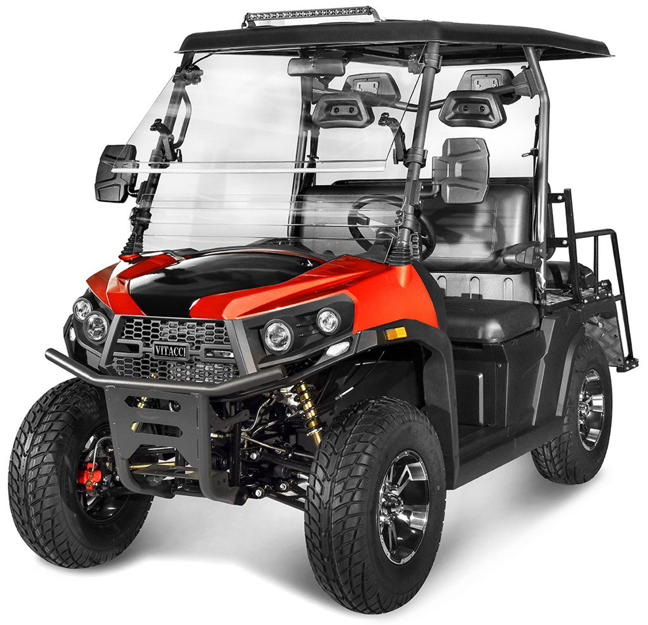 NEW VITACCI ELECTRIC GOLF CART ROVER AUTOMATIC COMES WITH LED BAR WINDSHIELD  - RED