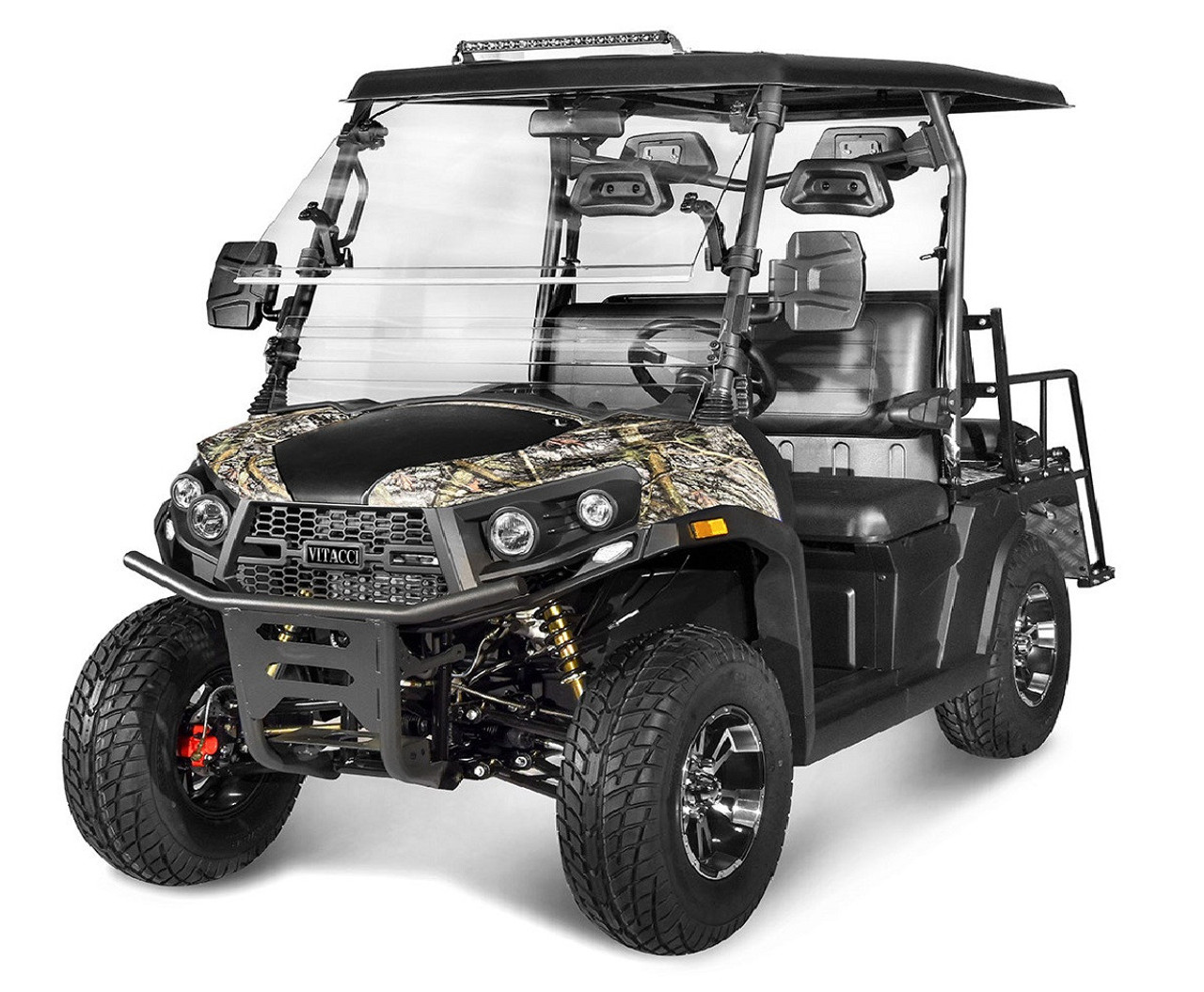 New Vitacci Electric GOLF CART with LITHIUM BATTERY Digital Dash display Free windshield and with Extended Roof  - CAMO