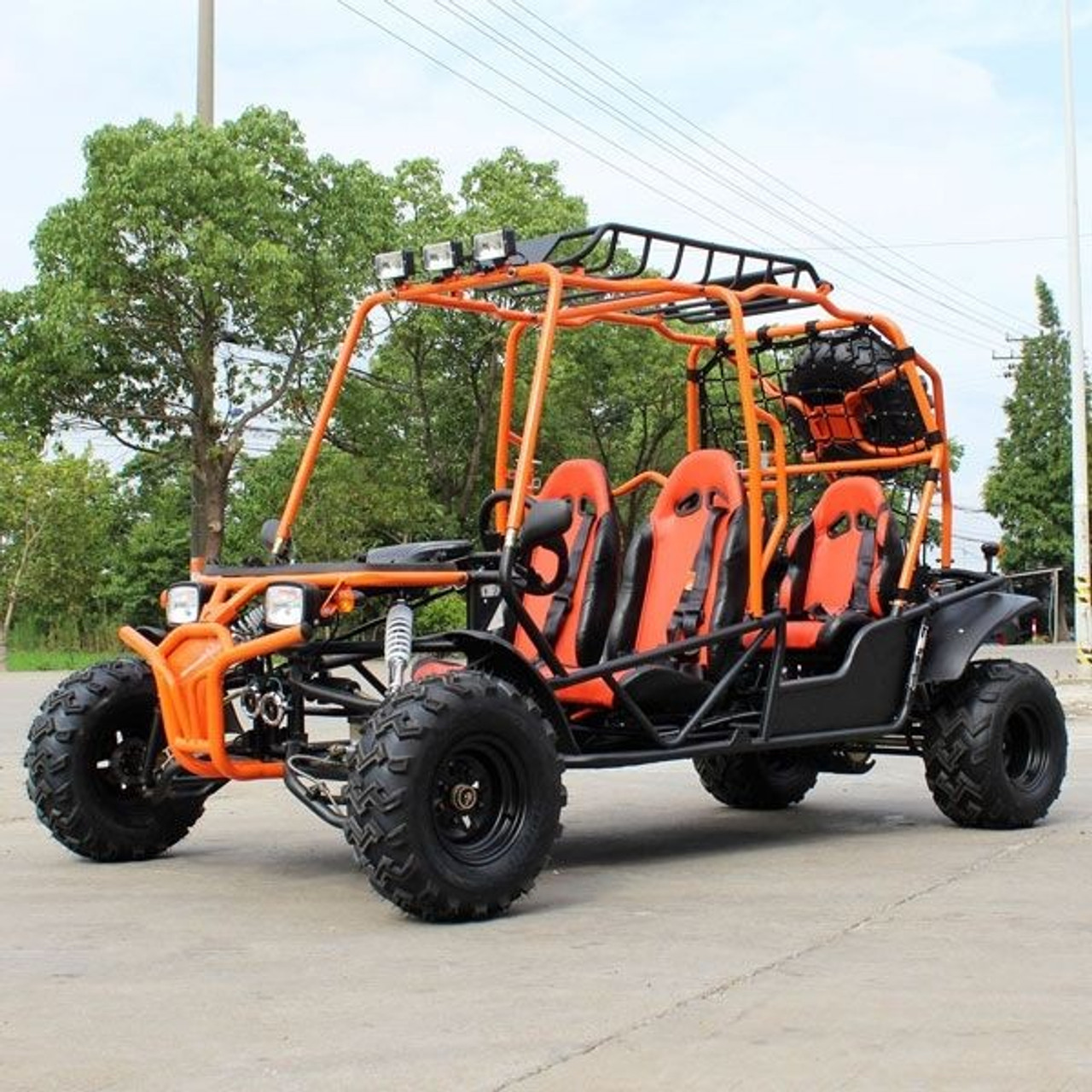 Dongfang 200cc (DF200GHG) Adult Gas Go-Kart, 4 Seater DF GHG With Auto & Reverse Gear - Orange