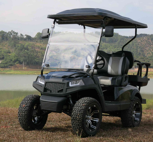New Vitacci V2+2 Electric Golf Cart Utv, 4kw 48V AC Motor - Black side view