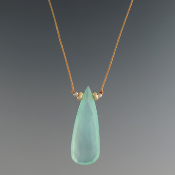 RTS solo elongated teardrop - ocean chalcedony 16 1/2  inches