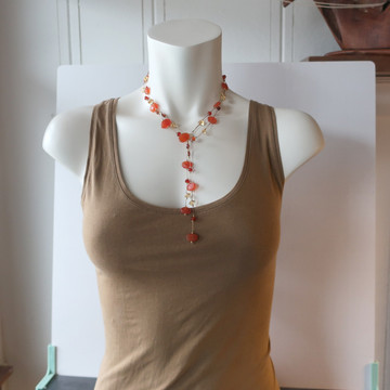 RTS bust duster lariat - carnelian 43 inches