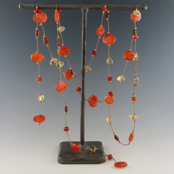 RTS bust duster lariat -  carnelian  43"