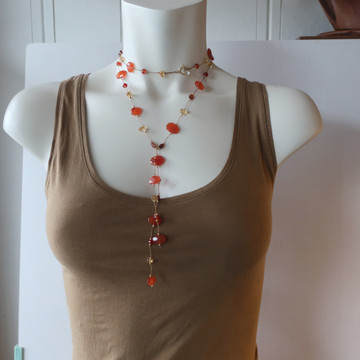 RTS bust duster lariat -  carnelian  43"