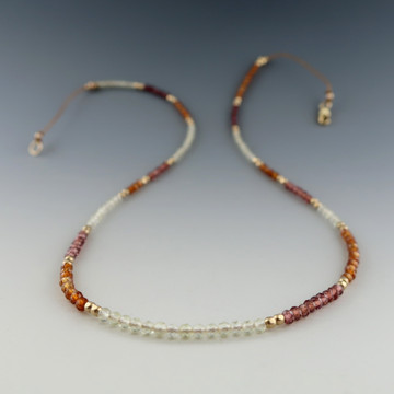 RTS HALO - 3 color block  Mozambique garnet, Lemon quartz, Hessonite garnet  17 inches