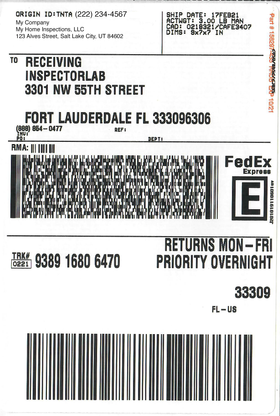 FHA Water FedEx Overnight- all other US states ...
