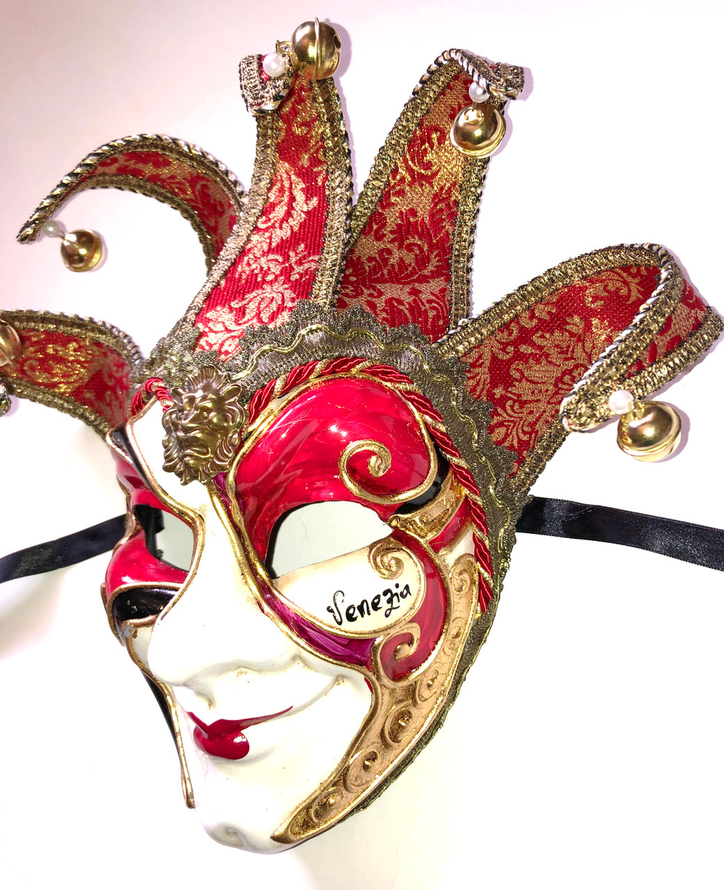 Joker Mask - Jester Masquerade Mask - Full Face Venetian Mask Gold and Red/Gold and White- Home Decor, Interior Design Mask F29/F30
