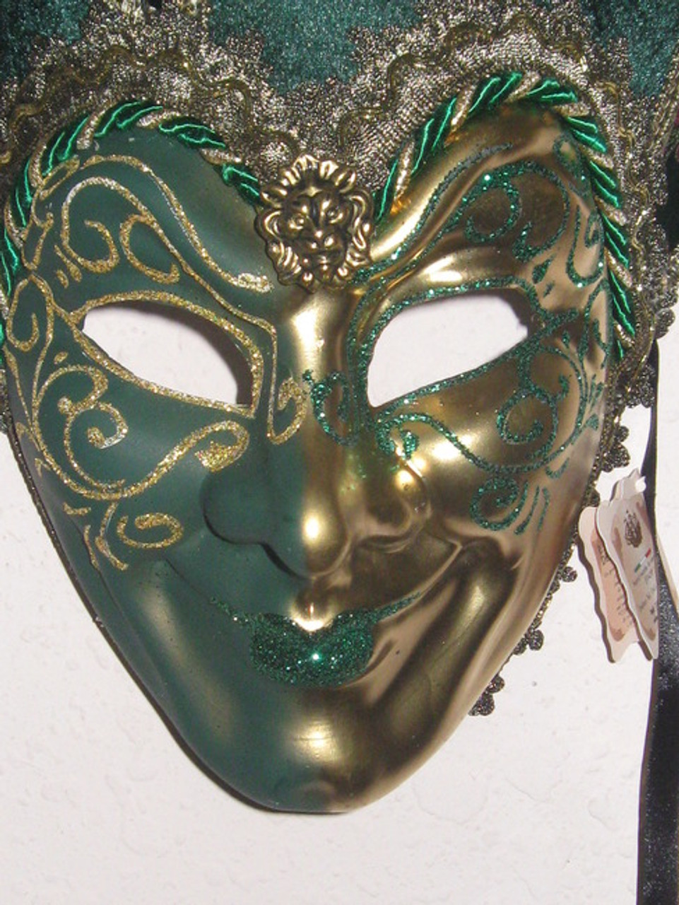 Green Joker Lillo Venetian Masquerade Mask SKU 383jgr - VENICE BUYS