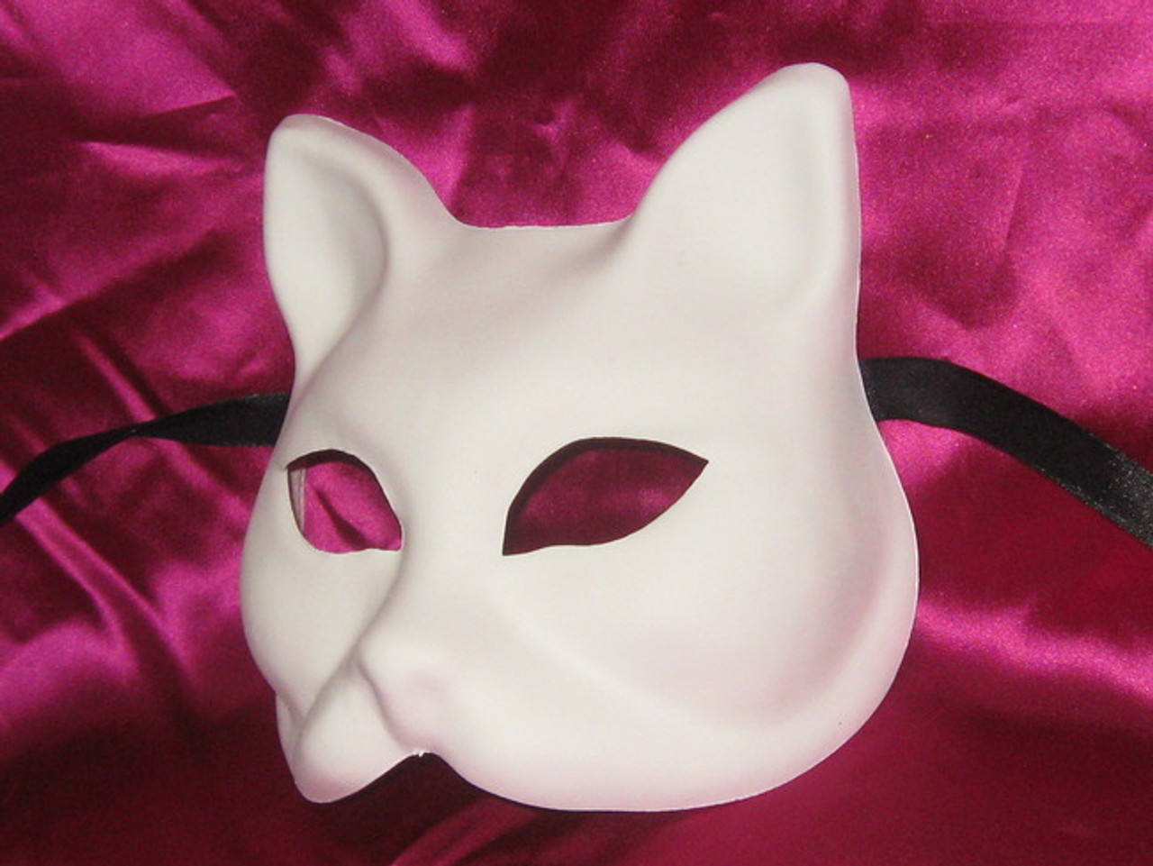 Blank White Gatto Grezzo Venetian Cat Masquerade Mask SKU 070blank - VENICE  BUYS