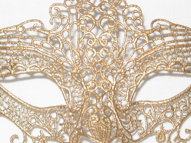 Gold Colombina Punta Burano Macrame Venetian Masquerade Mask SKU