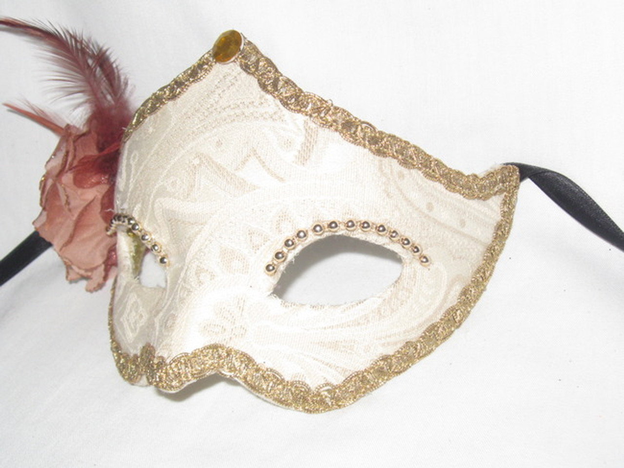 Gold Cloth Coated Flower Side Venetian Masquerade Venetian