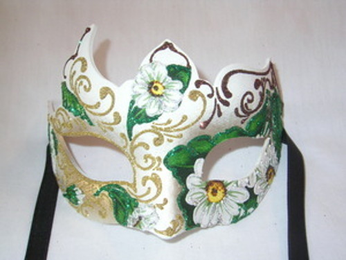 White Deco Primavera Venetian Mask SKU 012ZWH