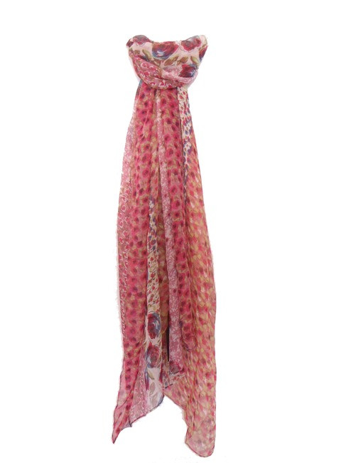 Mistero Venezia Pink Floral Designer Italian Silk Scarf SKU 944pi