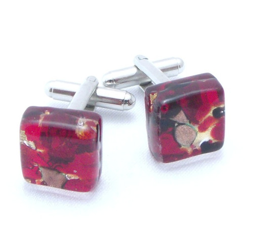 Red Black Gold Murano Glass Venetian Cuff Links SKU 29MG